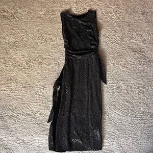 ALL SAINTS Womens Dress Allegra Wrap Shimmer Black Gray Sparkle Bodycon Size 0
